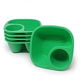 Rolling Sands Reusable Snack and Dip Bowls, 5 Pack, USA Made, Dishwasher and Microwave Safe Personal Size Plastic Divider Green Bowls, BPA-Free