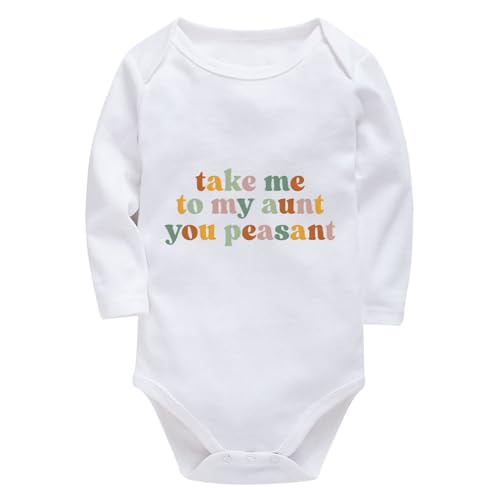 Take Me To My Aunt You Peasant Newborn Clothes for Baby Boy Long Sleeve Summer Baby Jumper White 6-9 Month Romper
