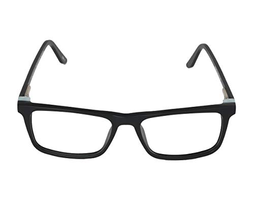 Image of Faddish Unisex Rectangular Computer Glasses with Blue Block, Anti Glare & UV Protection (BASICS CM1 BBL2|Blue Block|UV400|Matte Black) (Premium Acetate)