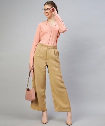 Image of Women's Regular Fit Cotton Blend Wingtip Collar Long Sleeves Formal Shirt