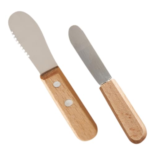 AUTSUPPL 1 Set Wooden Butter Spatula Butter Scraper Butter Cutting Tool Salad Dressing Spreader Peanut Jam Spatula Mini Tools Honey Butter Kitchen Tableware Light Brown Stainless Steel
