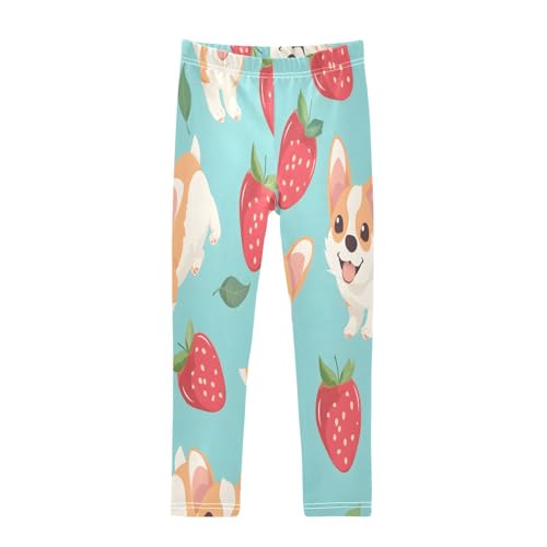 Toddler Girls Leggings Printed Yoga Pants Leggings Corgi Strawberry for Kids