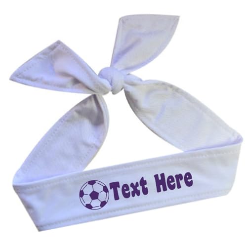 Soccer TIE Back Moisture Wicking Headband Personalized Your Way with Vinyl Text and Soccer Ball