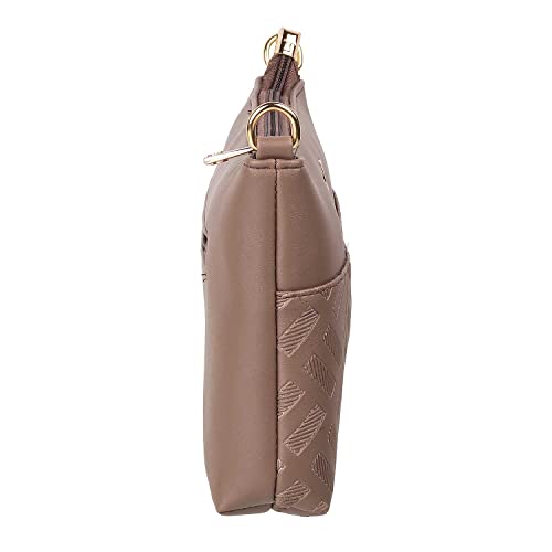 Image of Mochi Light Brown Faux Leather Premium Zipper Casual Sling Bag For Women (66-7254)