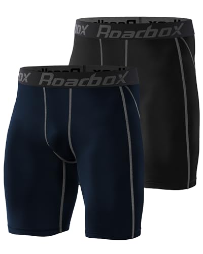 Roadbox 2er Pack Herren Kompressionsshorts, Schnelltrocknendes Baselayer Unterhose Tights Kurz Laufunterwäsche