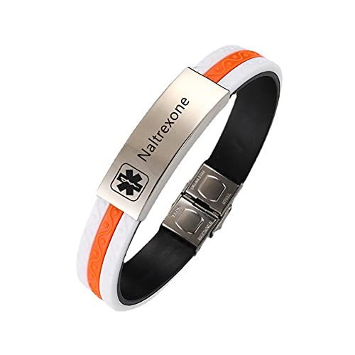 ZKXXJ Medical Alert Bracelet for Men Women Naltrexone,Adjustable Silicone Wristband Emergency ID Identification Cuff Bracelets Allergy Awareness Jewelry for Teens Adults