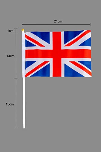 20pcs Union Jack Hand Flags Queen's Platinum Jubilee Waving Flag Royal Street Party Celebrations Sporting Events Pub BBQ Car Decorations