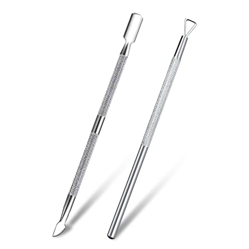 Sularpek 2 Piezas Corta Cuticulas Profesional, Empujador Cuticulas, para Uñas de Manos y Pies Pie Pala de Cutícula con Punta Doble y Tenedor Para Piel Muerta - Acero Inoxidable