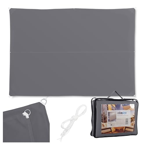 Relaxdays Sonnensegel rechteckig, wasserabweisend, UV-beständig, mit Spannseilen, Terrasse, Balkon...