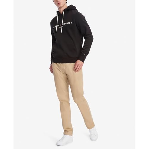 Image of Tommy Hilfiger Men's Medium Weight Fleece Hoodie Sweatshirt With Embroidered Logo, Also Available in Big & Tall
