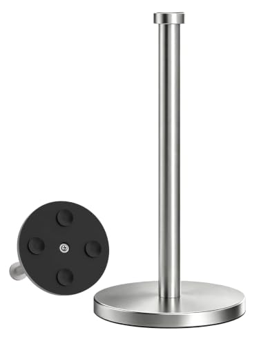 VEHHE Porte Sopalin, Porte Essuie Tout pour la Cuisine et la Salle de Bains, Support Sopalin avec Ventouse Lestée, Porte Rouleau Essuie Tout pour Une Utilisation d'une Seule Main (Argent)