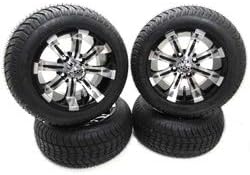 Replacement For EZGO/CUSHMAN/TEXTRON 215/40 12 PARAMOUNT TIRES WITH MACHINED SPARTAN SS 12X7 RIMS by Technical Precision