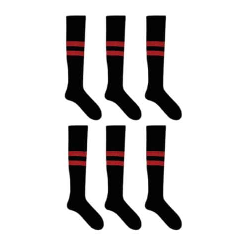 Kit 6 Meião de Futebol Juvenil Atoalhado - 33/37 (BR, Numérico, 33, 37, Regular, Regular, Flamengo (