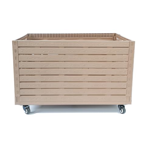 Vepnby Baul Almacenaje Exterior Plegable, Arcon Jardin Exterior con Ruedas, Material PP, Baul Almacenaje Ideal para Guardar y Transportar Objetos(165L,with Wheels)