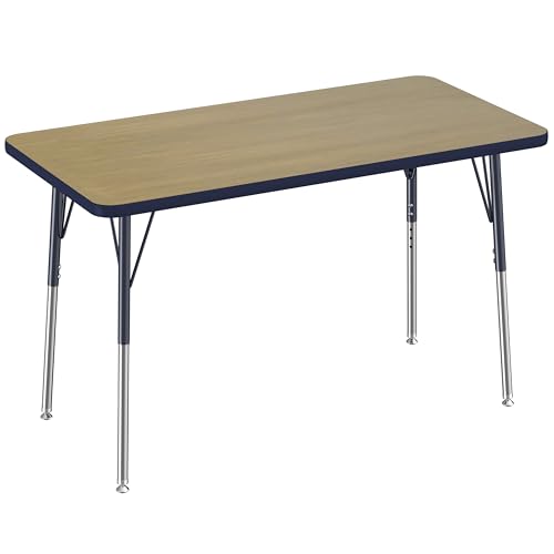 FDP 24" x 48" Rectangle Table with Swivel Glide Legs - Pasadena Oak/Navy