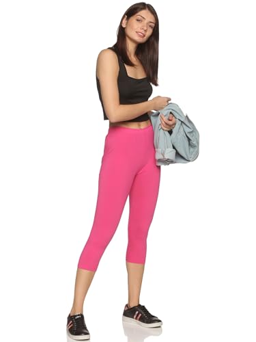 Image of OUTFLITS Women's Knee-Length Cotton Spandex Essential Capri Stretchy Leggings |Small - 2XL Adult |Yoga Leggings, Workout, Gym, Running 3 /4th Leggings for Women(OFLLC)
