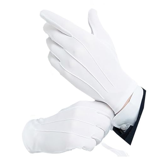 YIZITU Guantes blancos antideslizantes cortos para desfiles formales de esmoquin, guantes de mano de inspección para hombres y mujeres, guantes de ceremonia unisex
