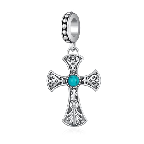 Turquoise Cross/Dragonfly Charms 925 Sterling Silver Charms for Bracelets Turquoise Jewelry Gifts for Women Mom