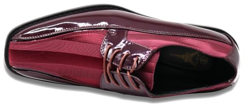 Image of BMY Men's Striped Satin Matching Patent Upper Oxfords Formal Dress Shoes