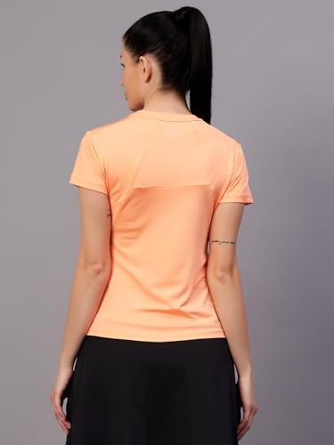 Image of Vector X Women's Plain Round Neck T-Shirt, Half Sleeves, Regular Fit, 80% Polyester 20% Spandex Lightweight Casual Sportswear Shirt Ideal for Gym Fitness Workout, Running, Yoga & Training