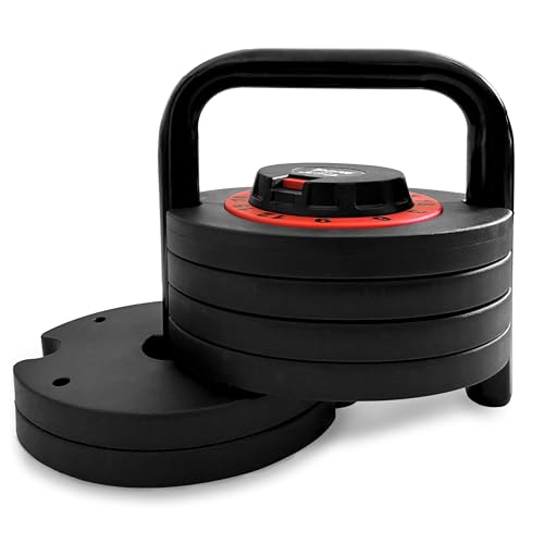 ROCKPULL Pesa Rusa Ajustable 6 en 1 (3-18kg), Kettlebell con 6 Niveles de Peso, Mancuerna Kettlebell para Entrenamiento de Fuerza, Pesas para Casa y Gimnasio, Compacta y Ahorra Espacio