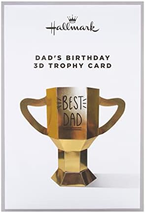 Hallmark 3D Birthday Card for Dad - 'Best Dad' Trophy Design, 17 x 14 x 0.2 cm