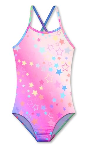 Image of Girls' Sparkle One-Piece Swimsuit 4-12Y Adjustable Crossback Straps Shimmer Bathing Suit for Beach Pool