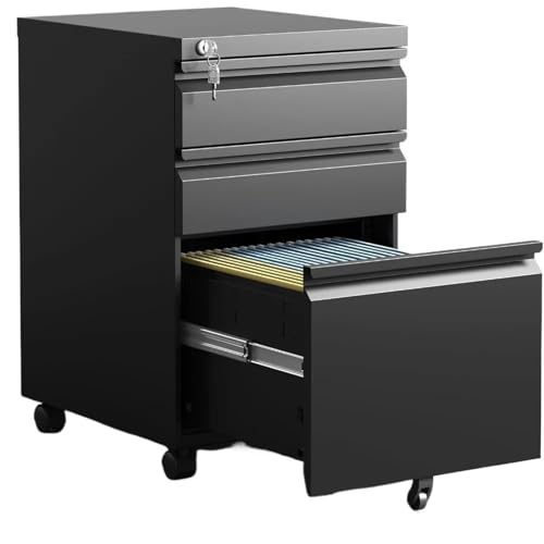 YZDKR Armarios móviles para Archivos Cómoda de 3 Niveles con Ruedas, Armario for Herramientas Taller mecánico, estantería prefabricada Madera, archivadores, metálico Oficina