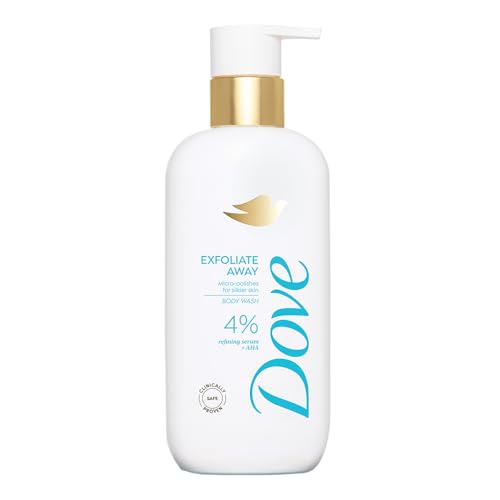 Image of DOVE Exfoliate Away Serum Body Wash, 300 ml, for Refined and Silky Skin, with 4% Refining Serum + AHA, Dermatologist Co-Created, Paraben & SLS Free