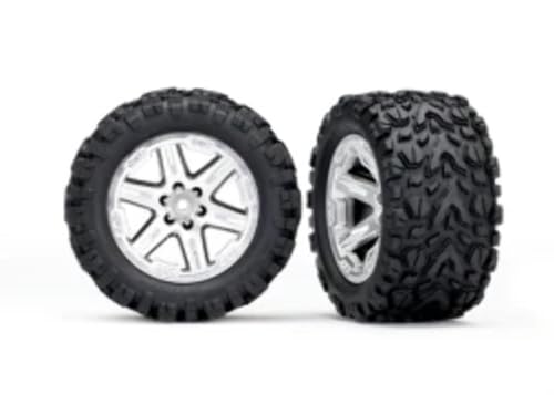 Traxxas 6774R 6774R - Tires & Wheels, Assembled, glued (2.8') (RXT Satin Chrome Wheels, Talon Extreme Tires, Foam Inserts) (2WD Electric Rear) (2) (TSM Rated)