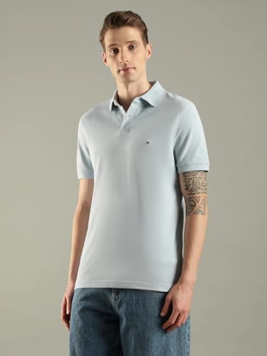 Image of Tommy Hilfiger Solid Regular fit Cotton Polo t-Shirt