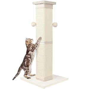 Cat Scratching Post 33 Inch Nature Sisal Cat Scratch Post for Indoor Cats, Large Cat Scratcher Protect Your Furniture, for All Breeds