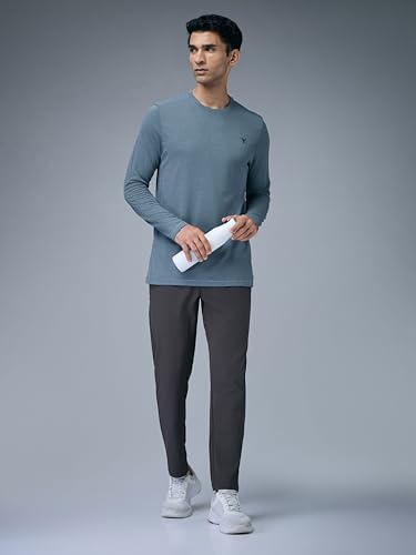 Image of TECHNOSPORT Men's Slim Fit Full Sleeve Round Neck T-Shirt, Double Cool Quick Dry Moisture Wicking Stretchable Sports Gym and Casual Wear