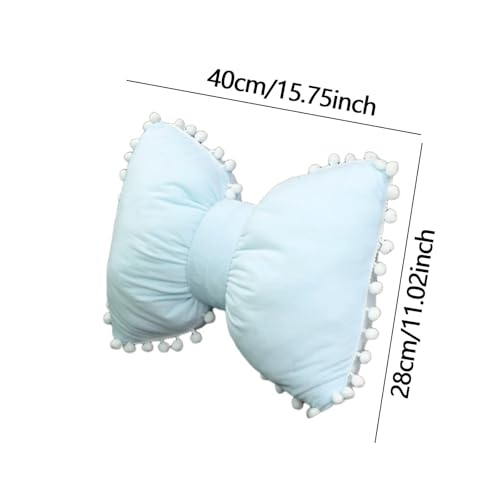 Coussin bleu à nœud papillon décoratif et moelleux pour dossier