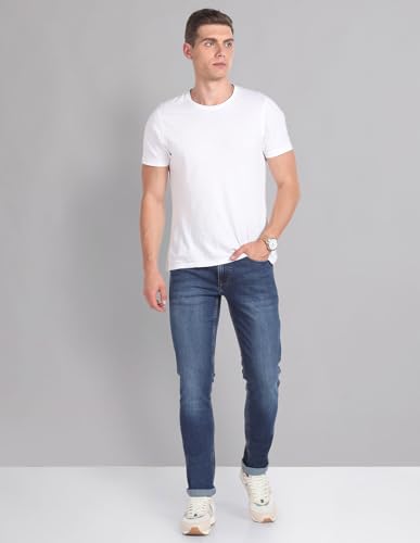 Image of Arvind AD Mid Rise Blue Skinny Fit Jeans