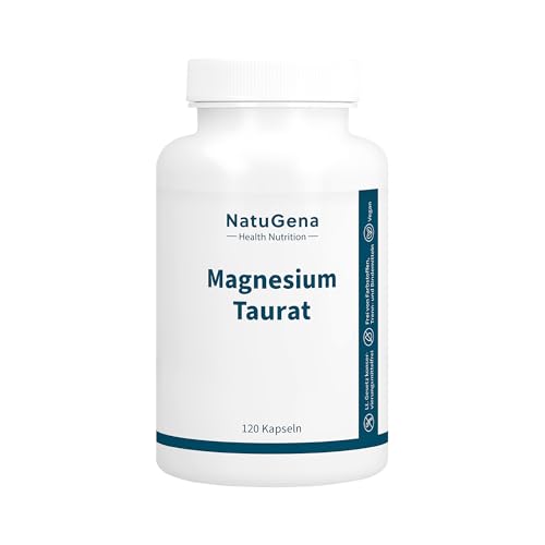 NatuGena Magnesium-Taurat 1.364 mg Magnesiumtaurat Tagesdosis optimal dosiertes Magnesium in Tauratform hohe Bioverfügbarkeit 120 Kapseln (60 Tage Packung)