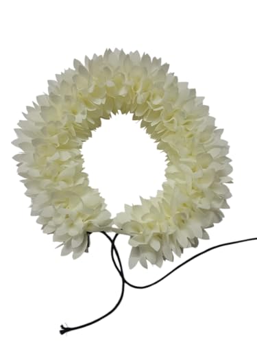 Image of Artificial Flowers for Indian Classical Dance | 12 inch New Mullai Poo Gajra for Bharatanatyam | Reusable Faux Jasmine Garland | Hair Accessory for Wedding | (Cream)