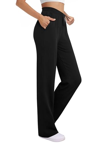JEKAOYI Womens Wide Leg Casual Pants High Waisted Lounge Pants Comfy Business Work Pants with Pockets Black