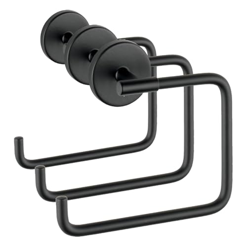 Image of Delta Trinsic Hand Towel Holder Matte Black Towel Racks for Bathroom Wall Square Towel Ring Holder for Bath Towel Hanger for Kitchen, Bathroom Accessories 759460-BL (Pack of 3)