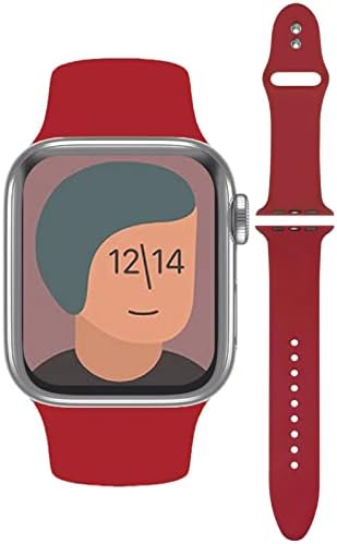 （21:30時点） [AriRi] アップルウォッチ バンド シリコン ラバーバンド スポーツ くすみカラー 38mm 40mm 42mm 44mm 41mm 45mm 49mm アップルウォッチ 8 ultra se 7 6 5 4 3 2 1 全機種 全サイズ対応 (42mm/44mm/45mm/49mm, レッド)
