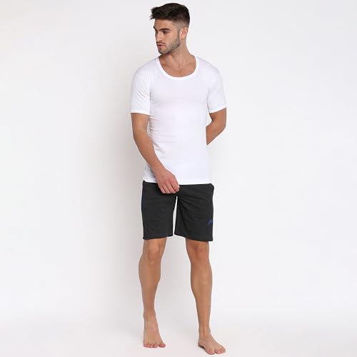 Poomer Premium Cotton Pure White Vest for Mens - Pack of 4