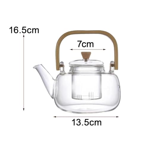 Image of Celvee 900ml Borosilicate Glass Teapot with Wooden Handle & Lid Heat Resistant Clear Kettle for Loose Leaf Tea, Flower Tea & Herbal Infusion,Glass Tea Kettle Stovetop Safe (Glass Tea Pot 900ml)