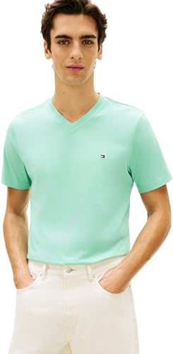 Tommy Hilfiger Uomo T-Shirt Maniche Corte Essential Tee con Scollo a V, Turchese (Arctic Aqua), M