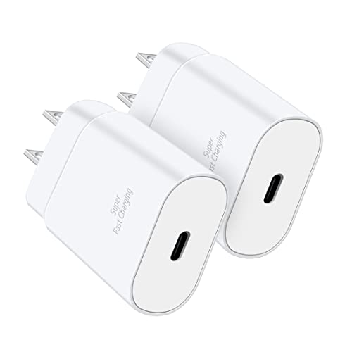 2Pack 25W USB C Fast Charging Wall Charger for Samsung Galaxy A53/Z Flip 4/Z Fold 4/S22/S22+/S22 Ultra/S21/S21+/Note 20 Ultra/Z Flip3, iPhone 13/13 pro Max/12/11 iPad Pro 12.9/11 inch 2021/2020/2018