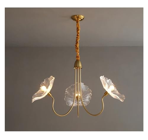 Lustre à LED suspendu en verre moderne dorée pour chambre et maison