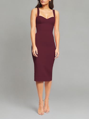 Dress the Population Women's Nicole Sweetheart Neck Bodycon Midi Dress4