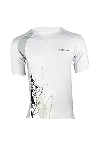 Tilos Mens Eco-Friendly 6oz. Anti-UV Short Sleeve Rash Guard Recycled Polyester (White w/Grey, 3XL)