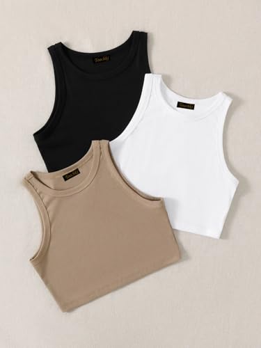 Image of Tops for Women Crop Top for Women's Tank Activewear Tee Sports Western Casual Cotton Camisole Pack of 3 Combo