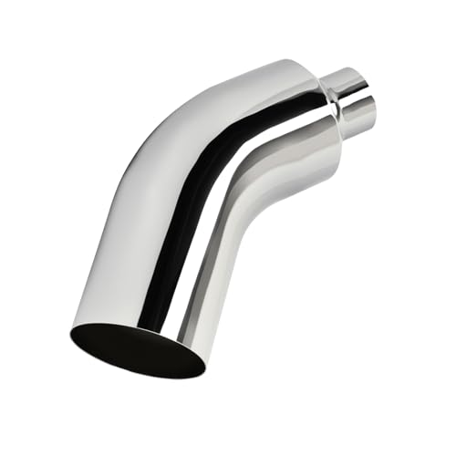 BIGREAT 4 Inch Chrome Plated Diesel Exhaust Elbow Tip 4 Inlet 8 Outlet Side Exit Exhaust Tip 23 Length Turndown Exhaust Pipe For Pickups Trucks and Cars