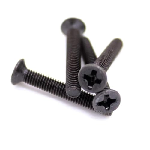 金属ネジ 50Pcs M1 M1.2 M1.4 M1.6 M2 M2.5 Mini Metric Black Carbon Steel Cross Cross Flat Countersunk Head Screw Bolt(3mm,M2.5)